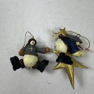 Williraye Studio Set Of Two Folk Art Ornaments Flying Snowmen